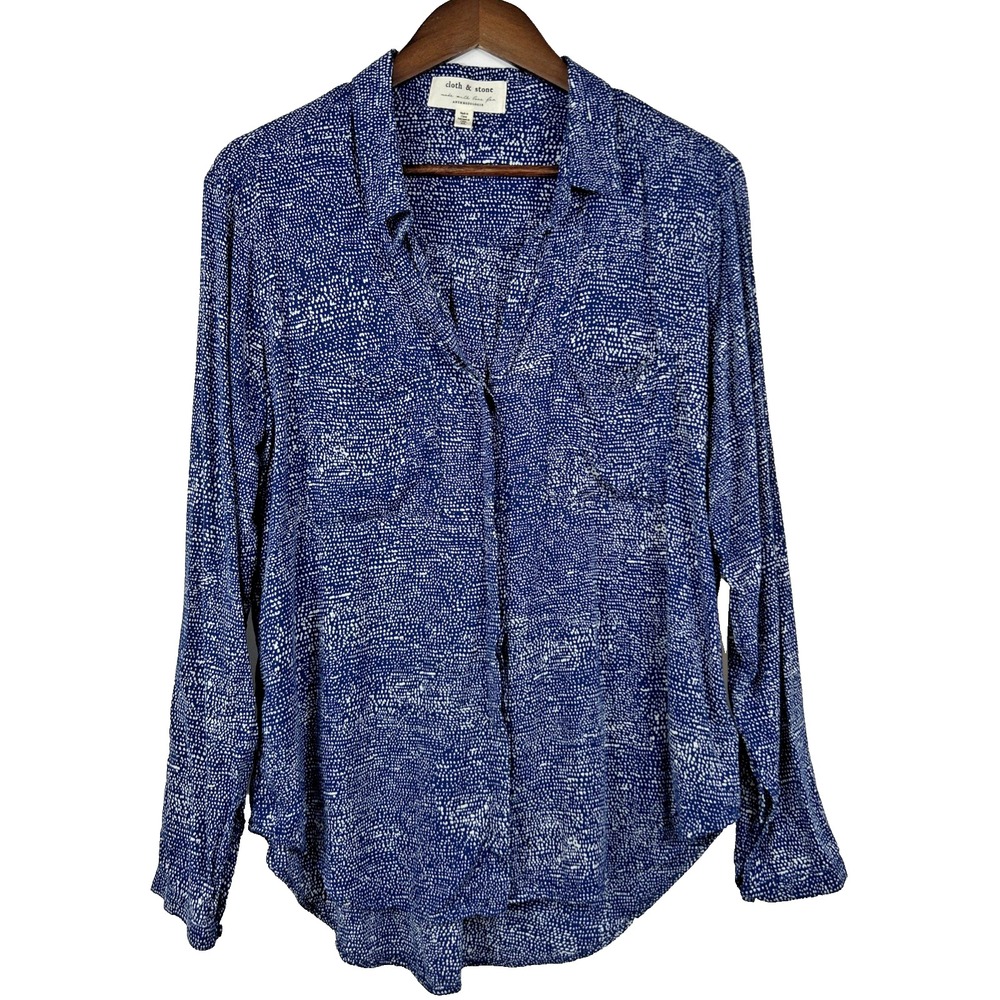 Anthropologie Navy and White Textured Blouse